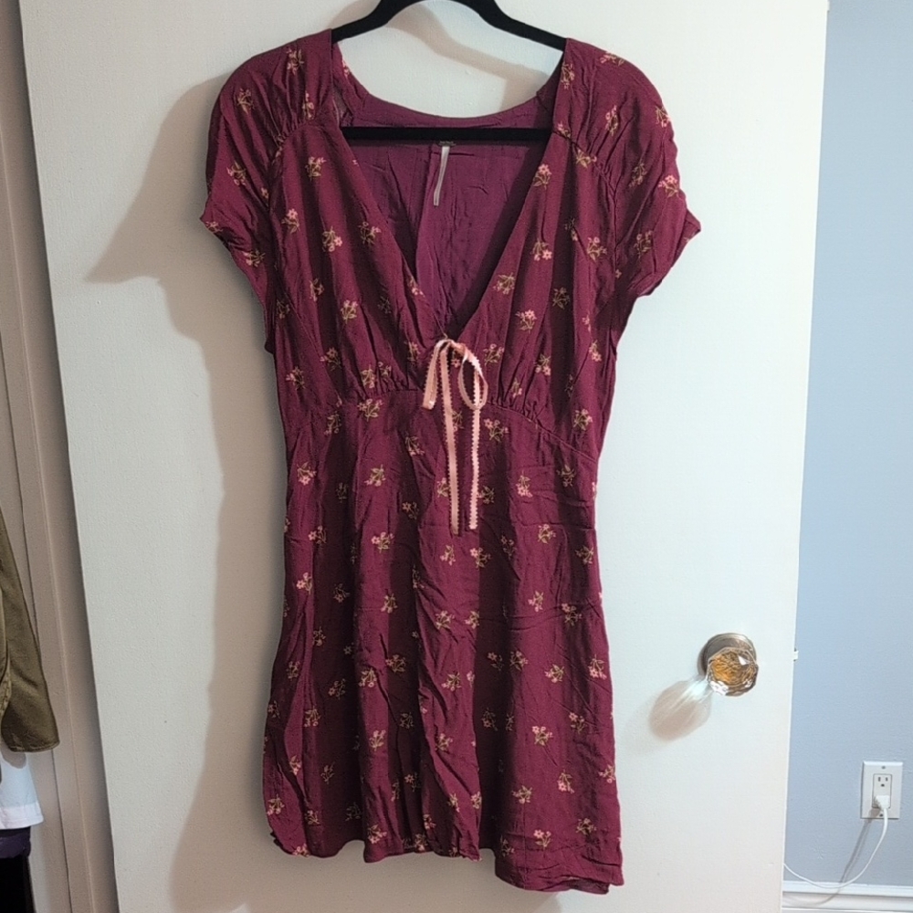 Free People Burgundy Floral Dress